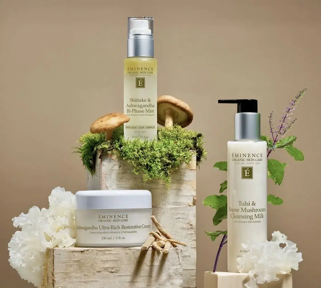 Producten van Eminence Organic Skin Care waarmee in de salon gewerkt wordt